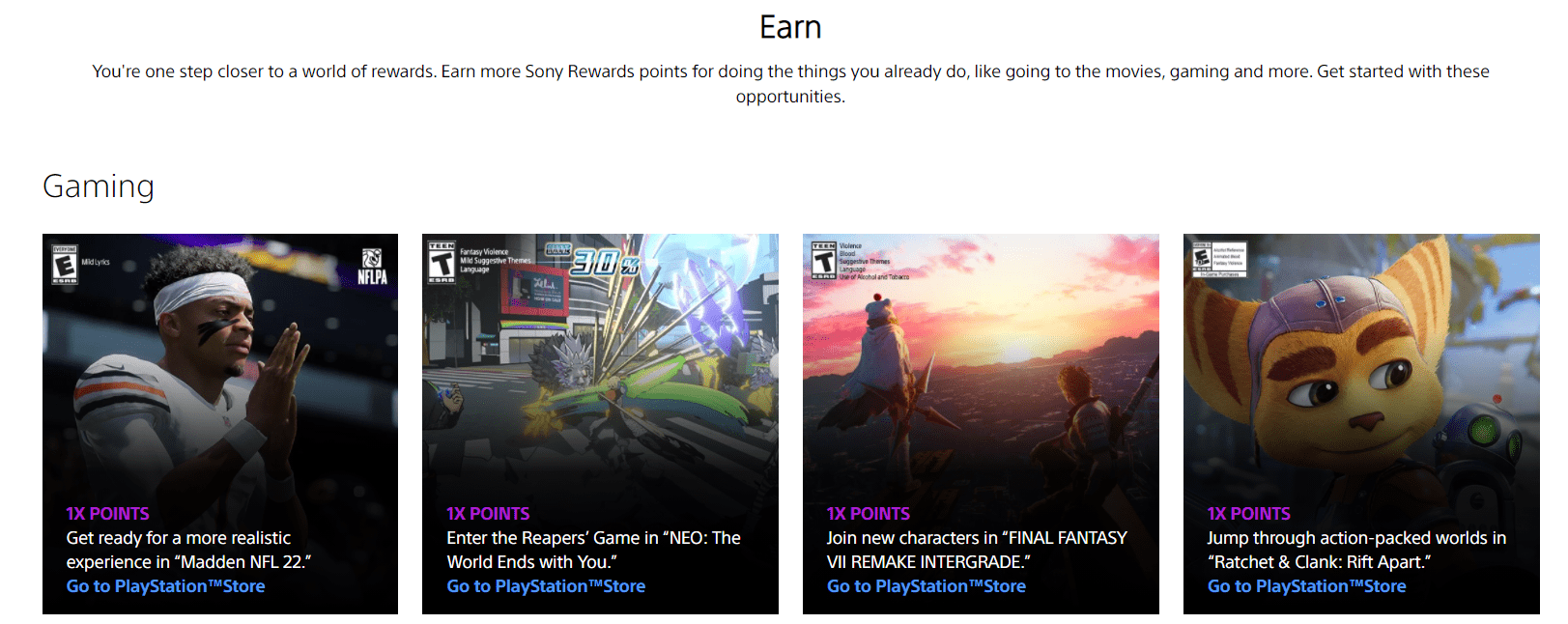 Sony loyalty program