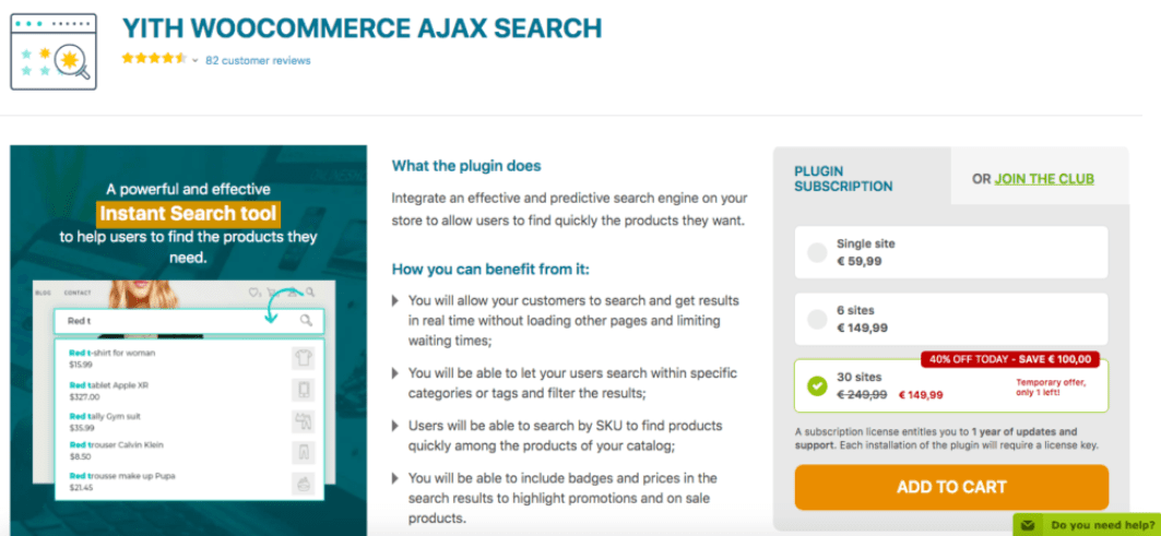 YITH woocommerce ajax search