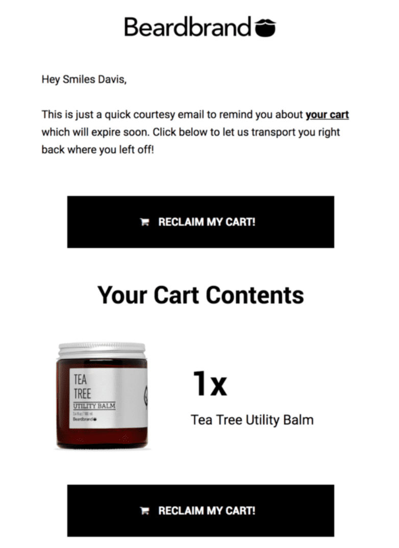 beardband cart abandonment email