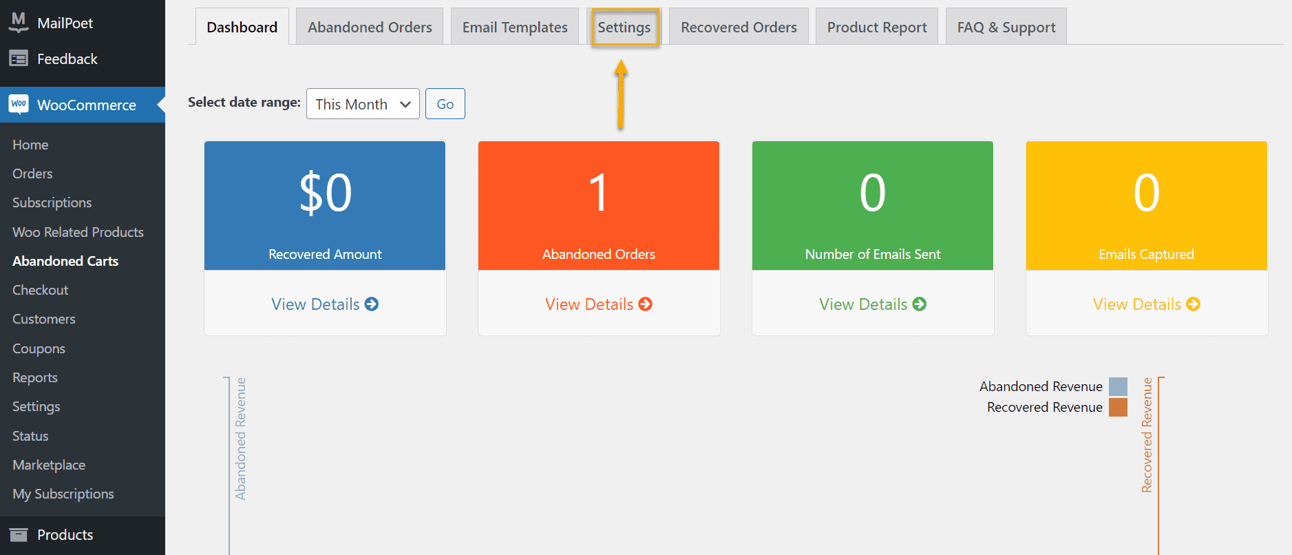 abandoned cart lite settings