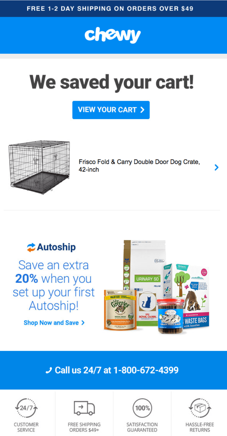 chewy cart abandonment email