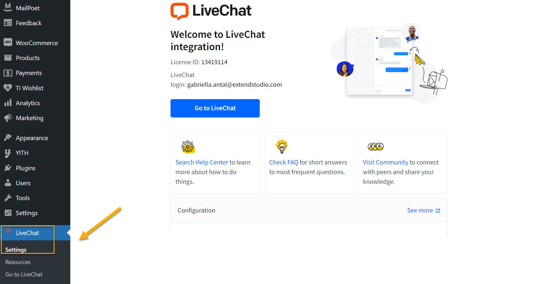 live chat settings