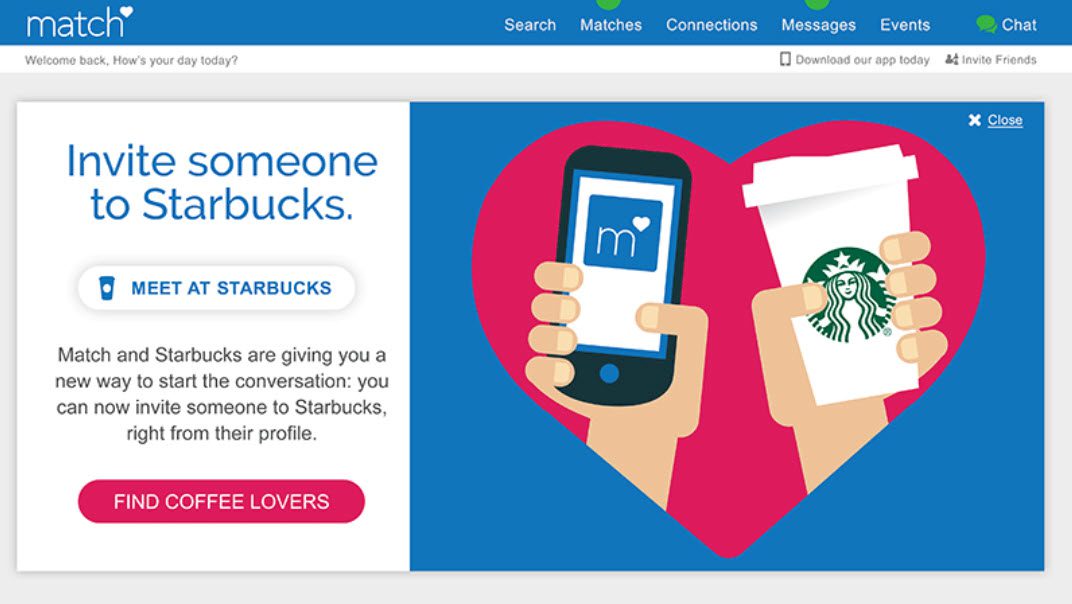 starbucks and match valentine's day marketing campaign 