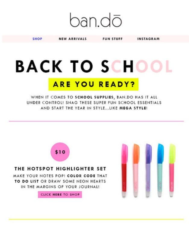 bando back to school marketing campaign 