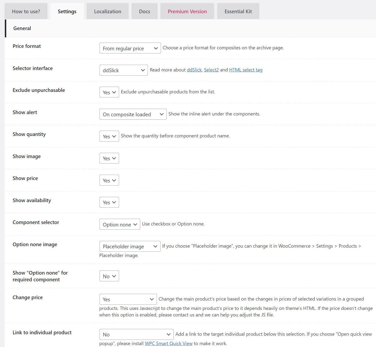 WPClever plugin settings configuration