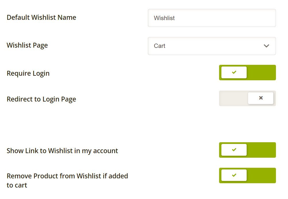 configure settings for wishlist feature