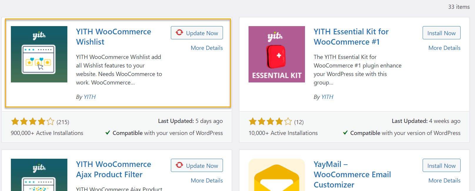 yith woocommerce wishlist plugin installation 