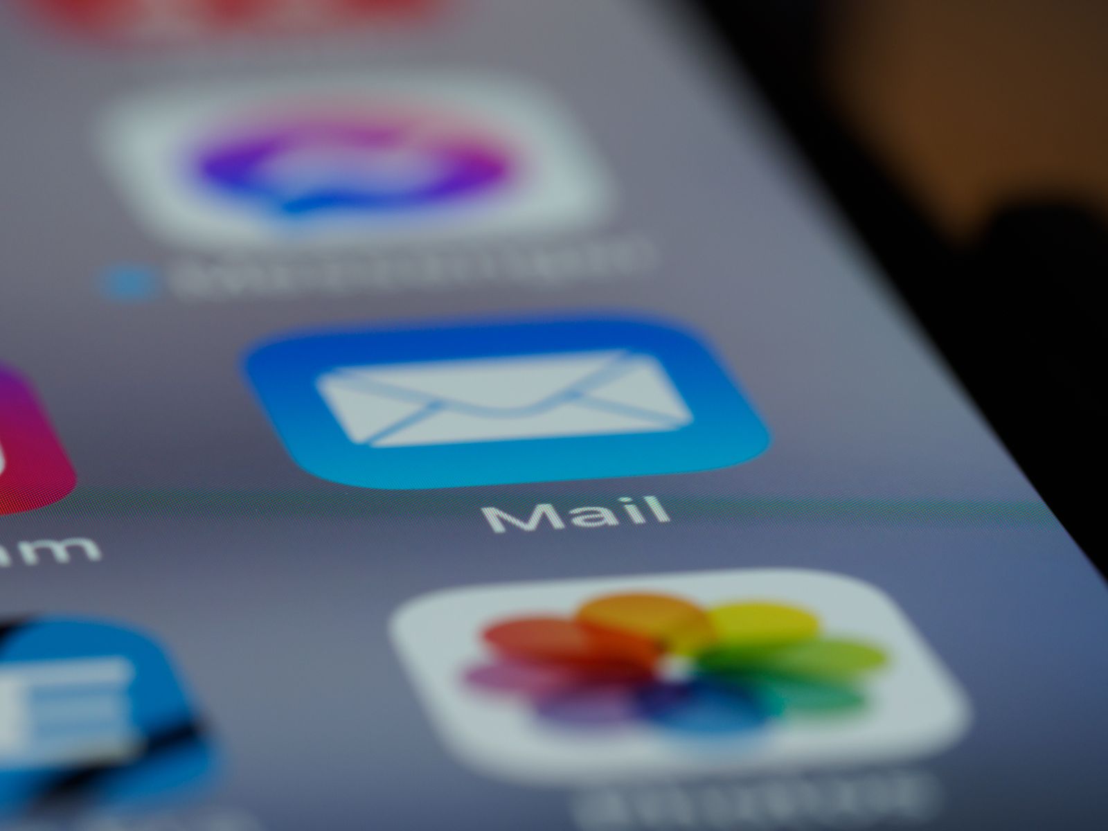 Close up photo of a mail application