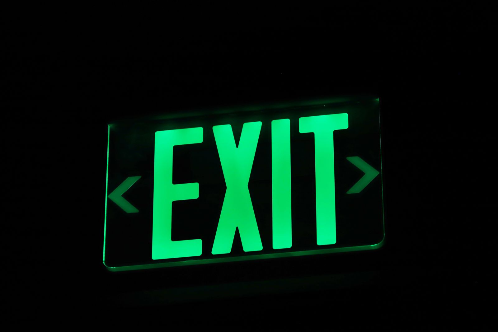 Close up of an exit sign