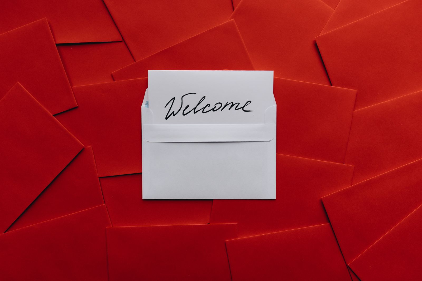 Welcome card on top of cards