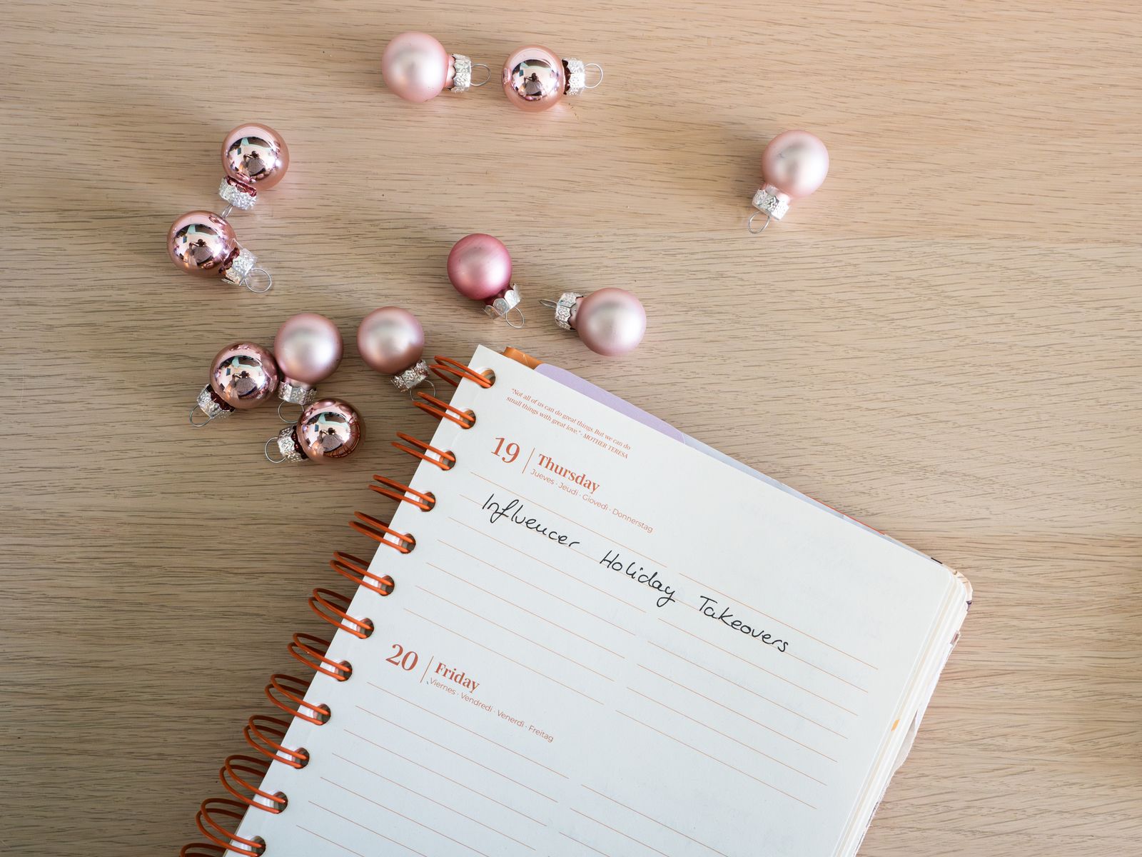 Calendar and christmas balls